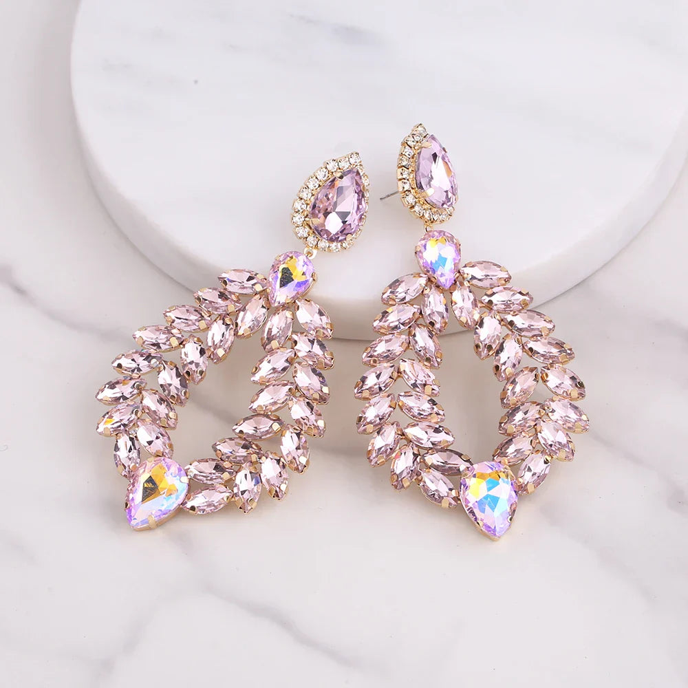 New Crystal Dangle Earrings For Women Rhinestone Earrings Weddings Ladies Party Fashion Jewelry Accessories Wholesale Gifts