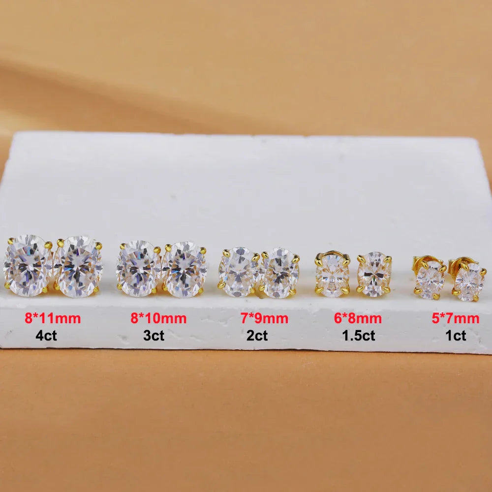 1-4ct Oval Cut Moissanite Stud Earring for Women Men D Color Sparkling Diamond 925 Sterling Silver Ear Studs Party Jewelry Gifts