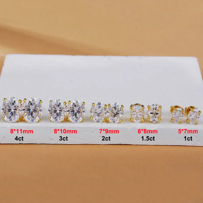 1-4ct Oval Cut Moissanite Stud Earring for Women Men D Color Sparkling Diamond 925 Sterling Silver Ear Studs Party Jewelry Gifts