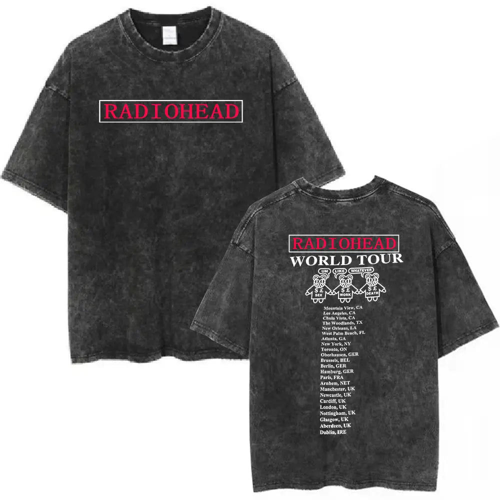 Rock Band Washed Cotton T Shirt Men Women Hip Hop Music Tee Fashion Short Sleeve Tshirt Summer Oversized T-shirts Tops