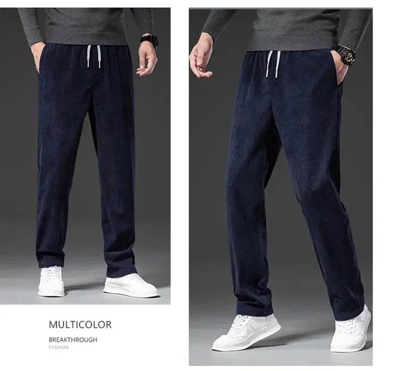 Men's Corduroy Straight Casual Pants Spring Autumn Business Leisure Fashion Trousers Regular Fit Male Pants Brand Clothes