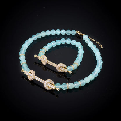 015810 Beaded Choker for Women Color Natural Stone Necklace Set Daily Wear Ceremony Engament Cocktail Party Jewelry Accessories