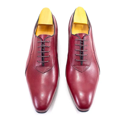 Luxury Genuine Leather Men's Dress Shoes Oxford Handmade Formal Office Business Wedding Classic Lace-Up Footwear