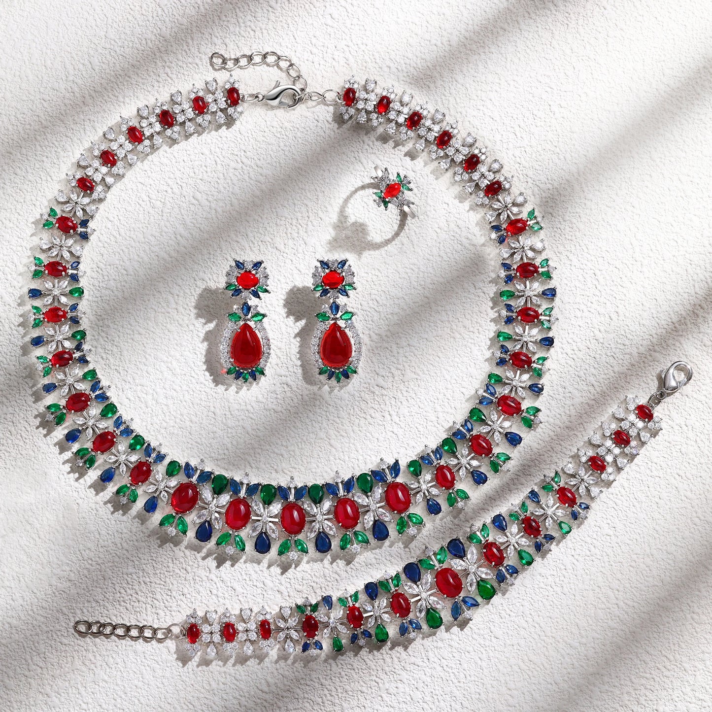 2023 New Fashion 4-Piece Turquoise Dubai Women's Wedding Jewelry Set Nigeria Africa Necklace Earring Set