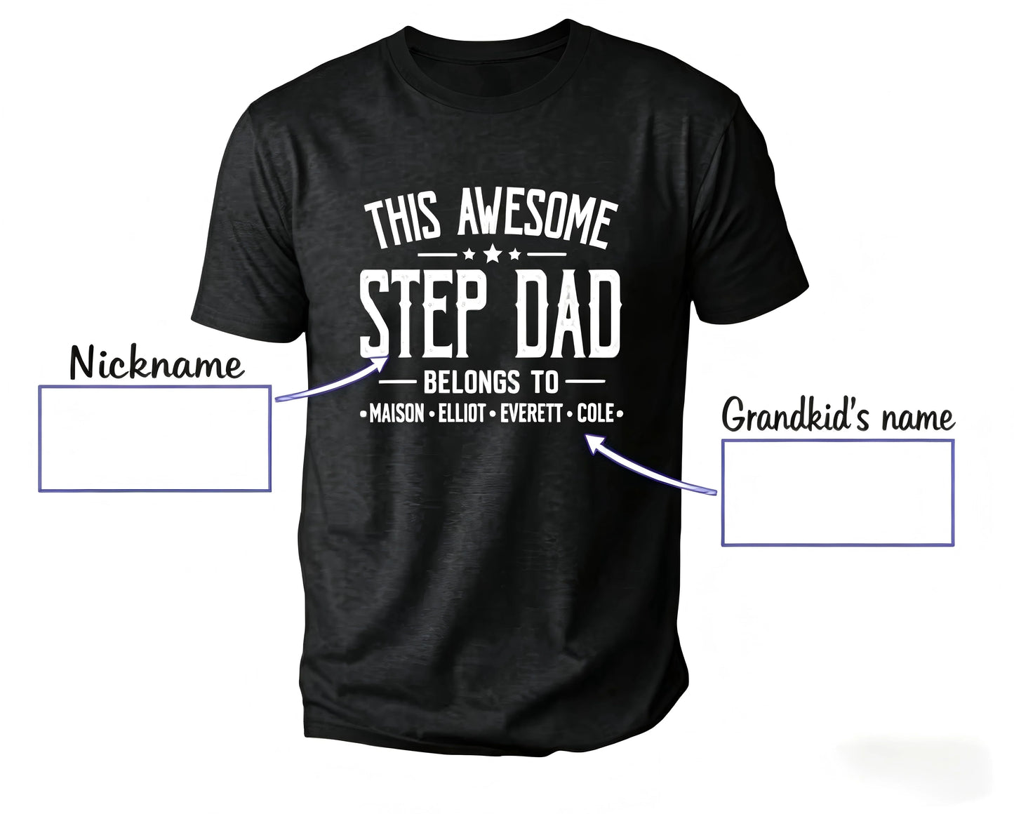 Personalized Grandpa Dad Shirt, Custom Grandpa Grandkids Name Shirt, Birthday Christmas Fathers Day Dad Grandpa Gift