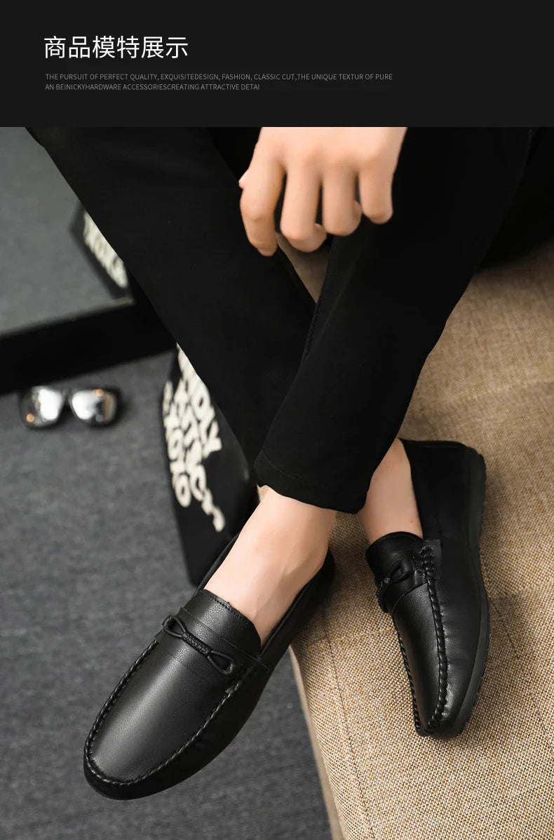 Mocassins Minimalistas Masculinos Sapatos Casuais de Couro Confortáveis Para Homens Sapatos de Condução Antiderrapantes Sapatos de Escritório Slip-on Tamanho Grande 46