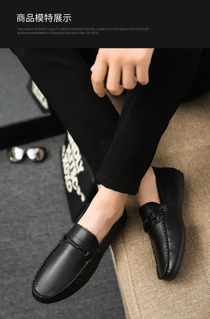 Mocassins Minimalistas Masculinos Sapatos Casuais de Couro Confortáveis Para Homens Sapatos de Condução Antiderrapantes Sapatos de Escritório Slip-on Tamanho Grande 46