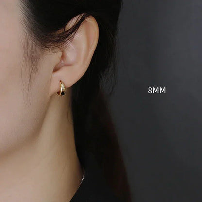 100% 925 Sterling Silver 18K 6/7/8/9/10mm Round Hoop Earrings for Women Classic Fine Jewelry Minimalist Accessories