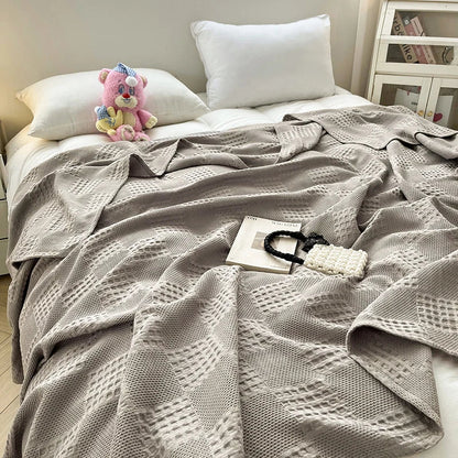 Cotton Throw Blanket Soft Breathable Waffle Blanket for Twin Queen King Bed Decorative Plaid Sofa Blankets Summer Throws
