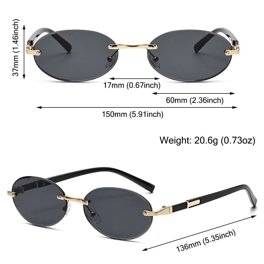 Rimless Rectangle Sunglasses Fashion Y2K Frameless Sun Glasses Shades for Women & Men