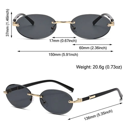 Rimless Rectangle Sunglasses Fashion Y2K Frameless Sun Glasses Shades for Women & Men