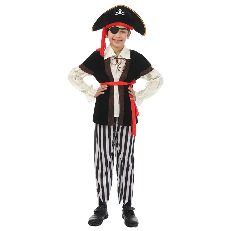 Halloween Costumes Kids Boys Pirate Costume Children Captain Jack Cosplay set for Christmas New Year Purim Pirate Clothes
