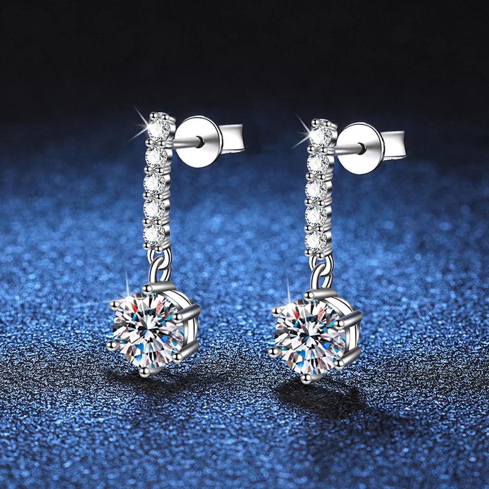 1ct D Color Moissanite Earrings for Women Sparkling Diamond Fine Jewelry with GRA 925 Sterling Sliver Plated 18k Earrin