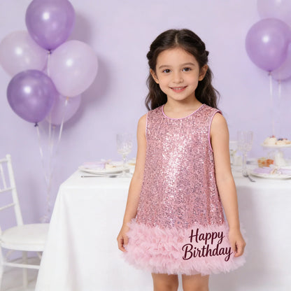 Novo Vestido Infantil Tutu de Malha Brilhante Sem Mangas Princesa para Festas Fantasia de Performance para Crianças