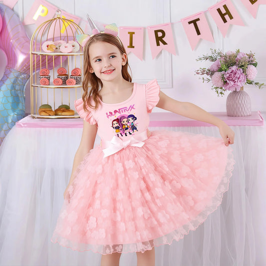 Summer Dress for Girls 2-6Y Bow Tutu Butterfly Kid's Princess Dress Elegant Wedding Party Dress
