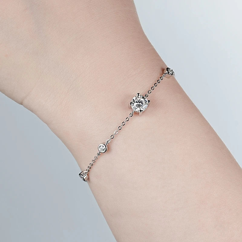 7 Stones 100% Real Moissanite Bracelets for Women D Color Four-claw S925 Sterling Silver Luxury Chain Lab Diamond Jewelry