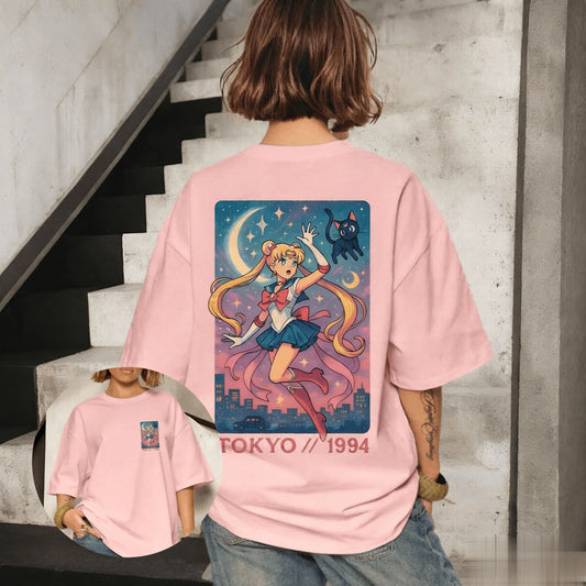 Sailor Moon Anime Graphi T Shirt Men Women Vintage Oversized Short Sleeve Tee Casual Streetwear Summer Graphic Top Y2k Clothes