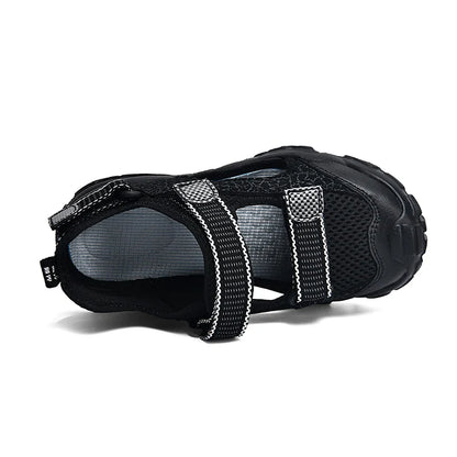 Kids Closed-Toe Sandals, Non-Slip Breathable Outdoor Sport Sandals for Boys, Adjustable Strap Hiking Beach Shoes for Summer