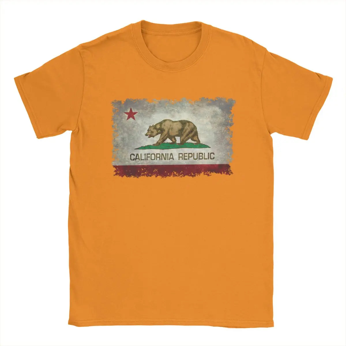 California Republic Bear Flag T-Shirts for Men Creative Cotton Tee Shirt Round Neck Short Sleeve T Shirts 4XL 5XL 6XL Clothing