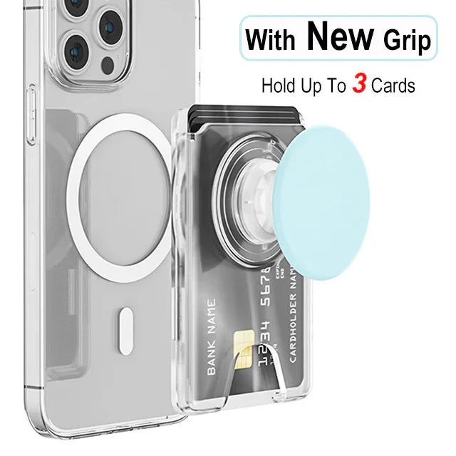 Universal Magnetic Wallet With Expanding Phone Grip,Phone Card Holder Solid SocketWallet For IPhone Samsung Wallets