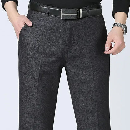 Autumn Summer Men's Slim Casual Pants Fashion Business Stretch Thicken Trousers Men Brand Solid Pant Black Navy Man Plus Size