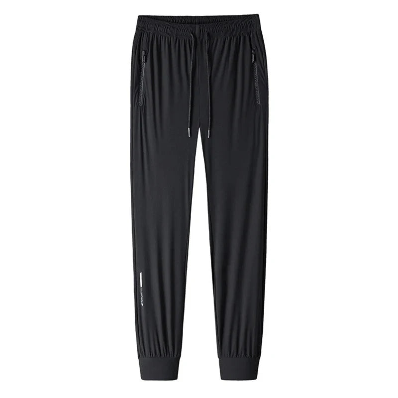 Ice Silk Long Pants for Men's Summer Quick Drying Loose Straight Leg Pants Elasticity Sports Leggings Casual Pants Men's Pants