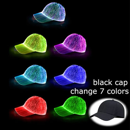 Hot LED Light Up Baseball Cap Neon Colorful Glowing Adjustable Sun Hats For Women Men Night Running Caps Travel Supplies