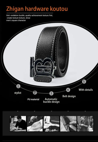 Men's Silver PU Leather Business Belt Cool Style Multi-Color for Jeans Dress Pants Office Wear