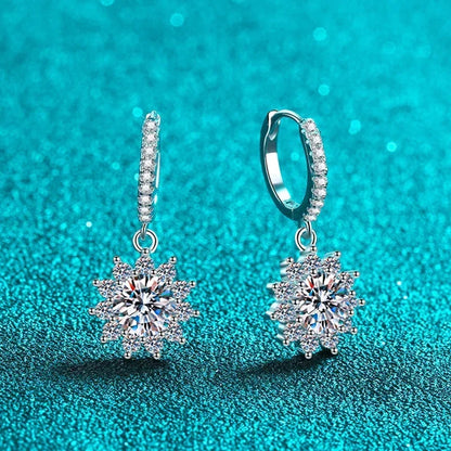 1ct Moissanite Earring 925 Sterling Silver with White Gold Plated Hoop Drop Earring for Women Wedding Engagement Jewelry