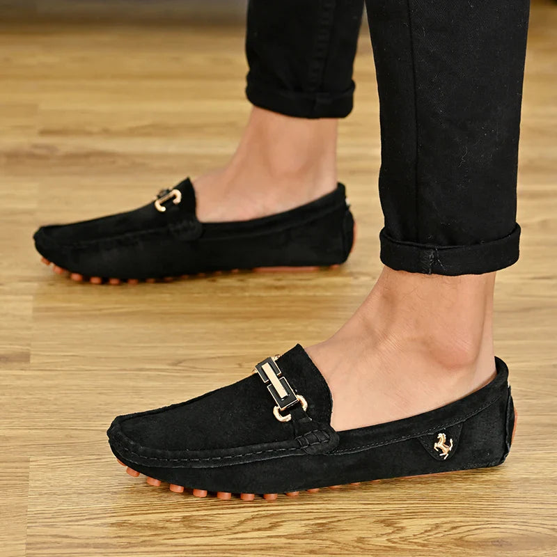 Men Fashion Luxury Leisure Leather Loafers Shoes Slip on Soft Comfortable Non-slip Driving for Men
