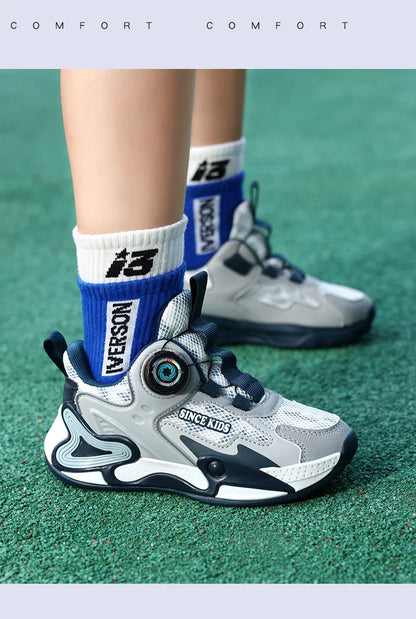 Children Fashion Sneaker Boys Casual Shoes Leather Flat Student Walking Shoes Outdoor Girl Basketball Sports Footwear