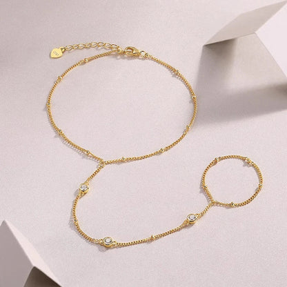 3EX Marquise Cut Moissanite Finger Chain Bracelets for Women 14-20cm Wrist Size Adjustable s925 Silver Hand Jewelry Gift
