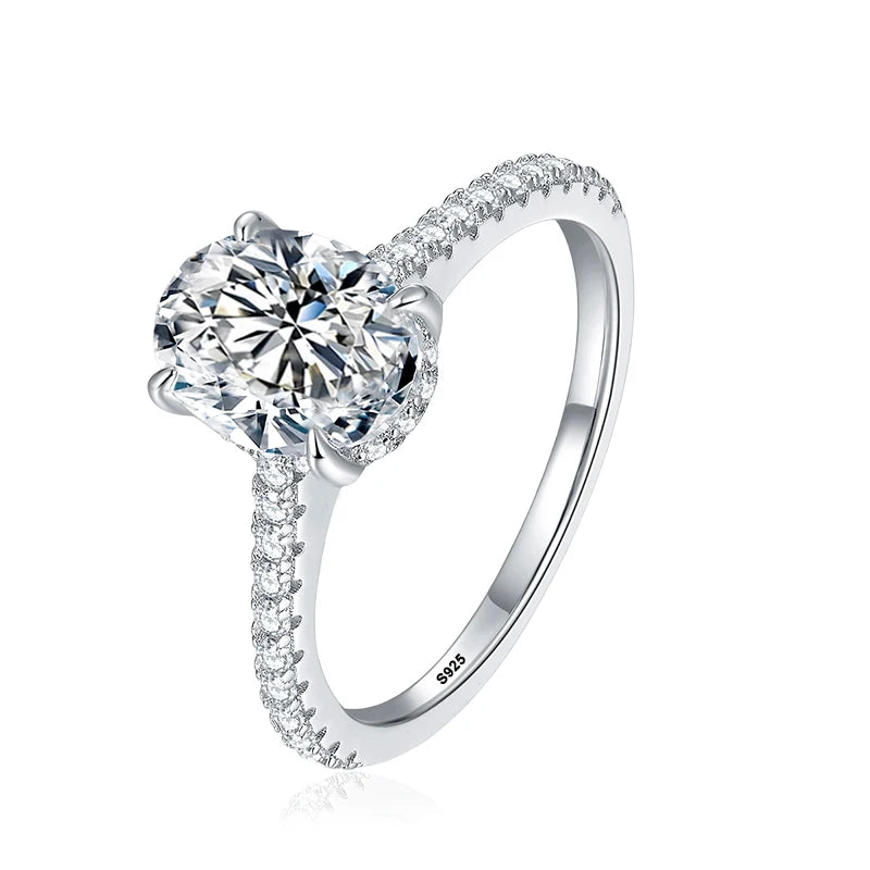 1ct 2ct 3ct Oval Cut Moissanite Rings for Women 925 Sterling Silver Lab Diamond Wedding Engagement Ring Gemstone Band