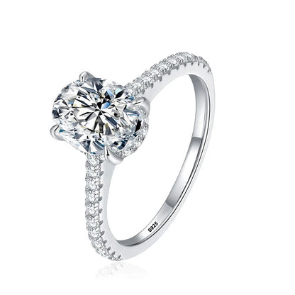 1ct 2ct 3ct Oval Cut Moissanite Rings for Women 925 Sterling Silver Lab Diamond Wedding Engagement Ring Gemstone Band