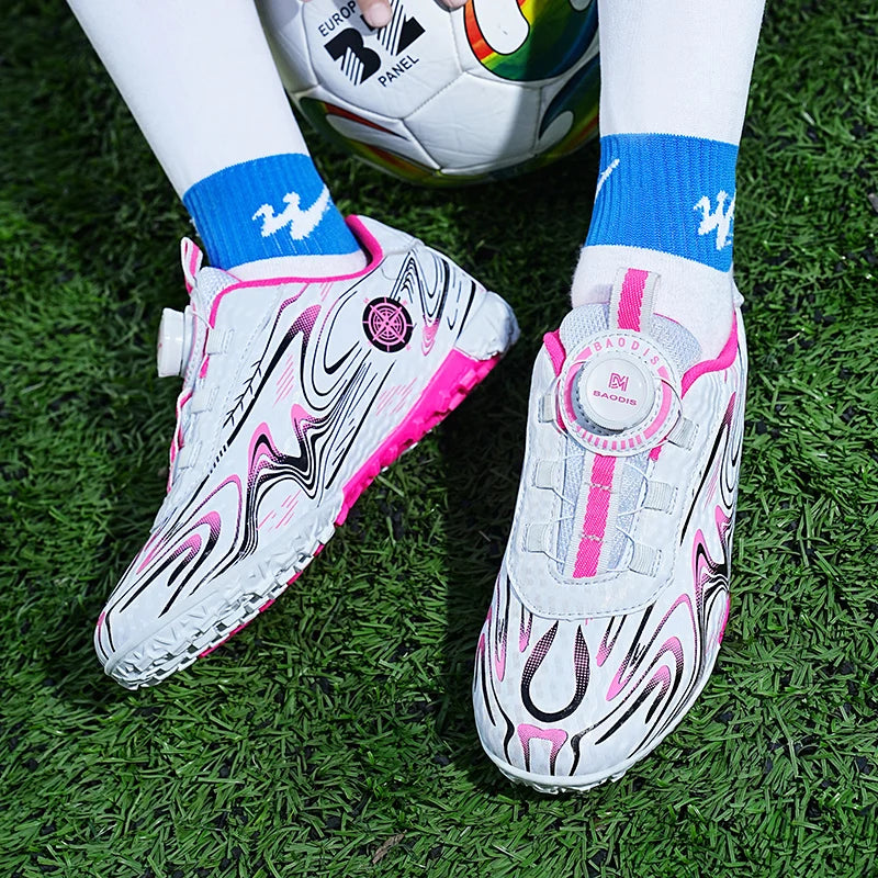 Kids Soccer Cleats Boys Girls Professional Football Shoes FG/TF Grass Training Non-Slip Athletic Sneakers Breathable Comfortable