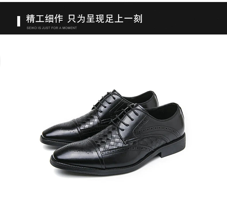 Fashion Brogue Shoes Dress Wedding Social Office Leather Shoes For Men Classic Casual Business Party Formal Leather Shoes Man