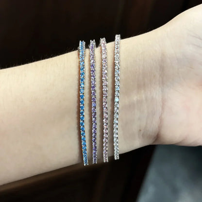 2mm Blue High Carbon Diamond Tennis Bracelet for Women 925 Sterling Silver Color Gemstone Bracelets Party Jewelry Gifts