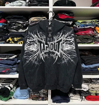 Zipper Hoodie Y2K Harajuku goth Long Sleeve Sweatshirt Oversized Hooded Jacket Gothic Loose Streetwear Skull Anime Men Women
