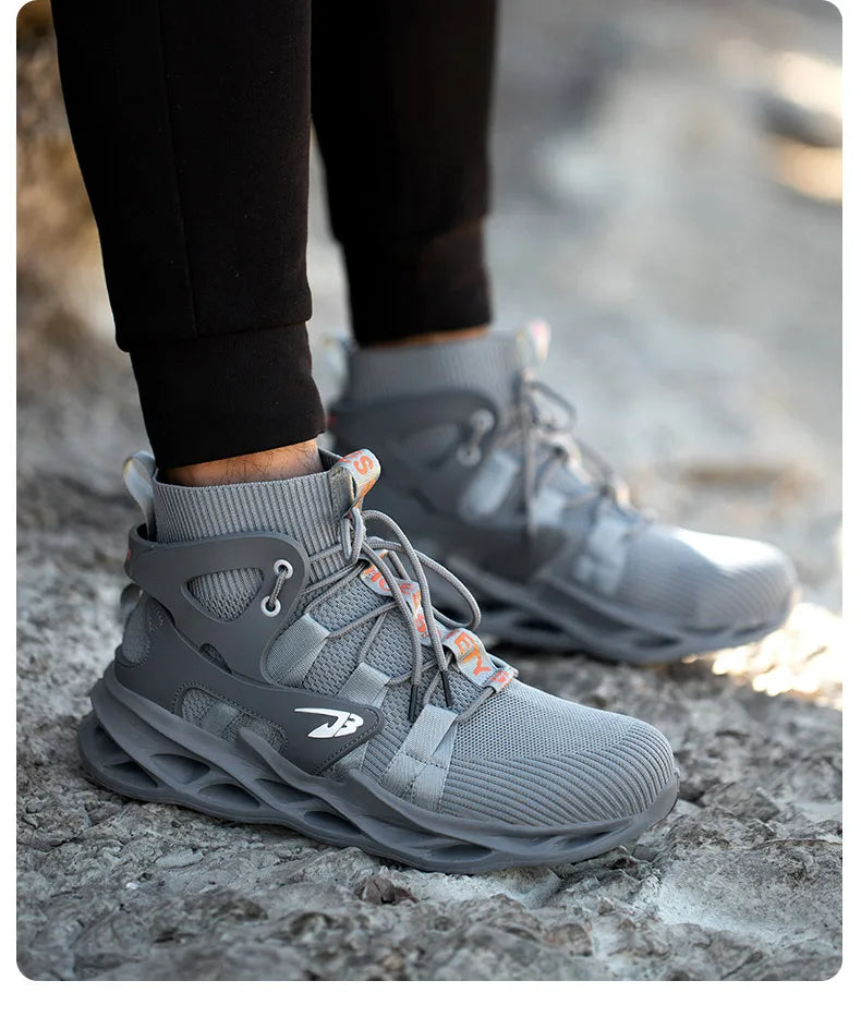 New Breathable Men Boots Anti-smash Work Sneakers Safety Shoes With Steel Toe Cap Indestructible Work Boots Hiking Shoes