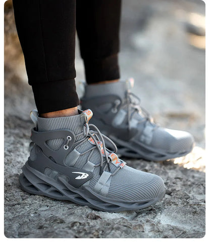 New Breathable Men Boots Anti-smash Work Sneakers Safety Shoes With Steel Toe Cap Indestructible Work Boots Hiking Shoes