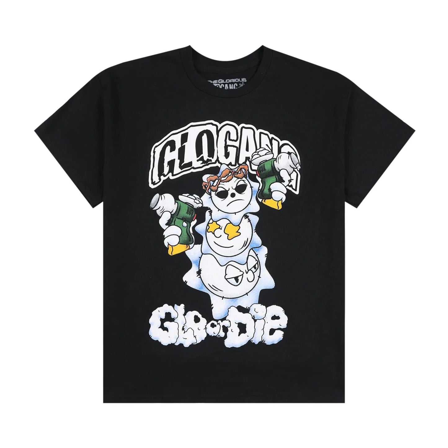 Glogang Men's Trendy Short-Sleeve T-Shirt Fashionable Street Style Harajuku Style Y2K Crew Neck Short-Sleeve Pure Cotton T-Shirt