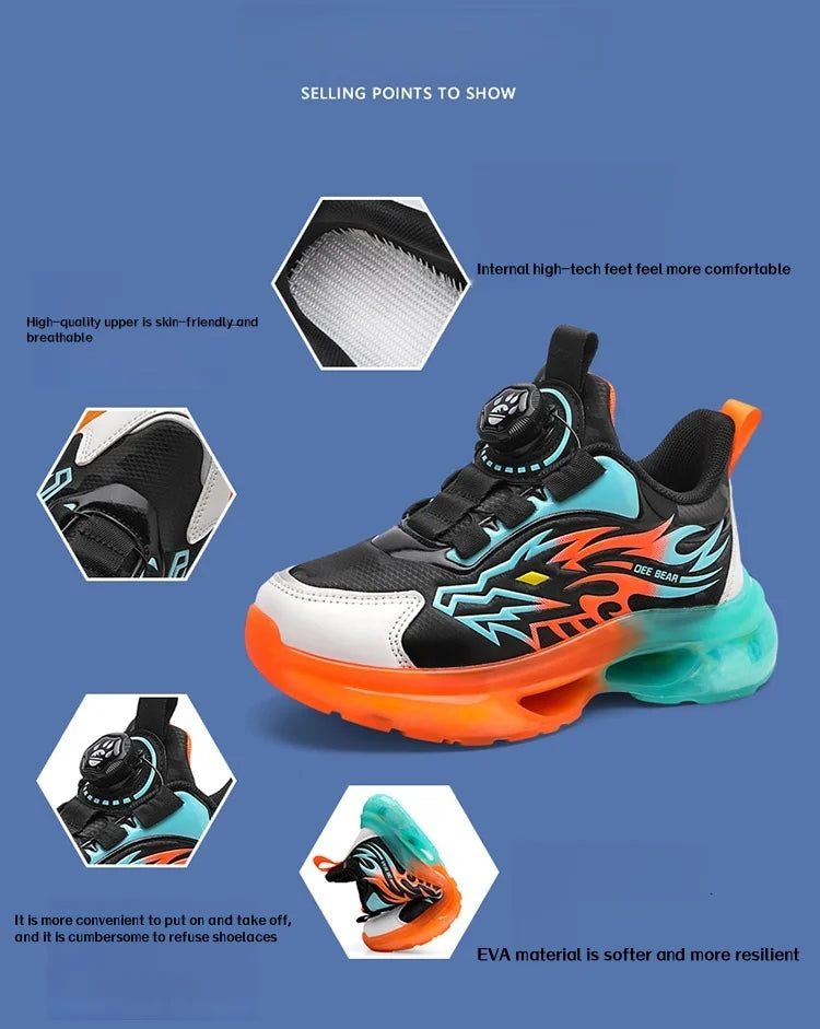 Boys leather lightweight winter sports shoes children's basketball running shoes spring and autumn new rubber soles