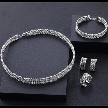 4pcs Bridal Zirconia Full Jewelry Sets For Women Party, Luxury Dubai Nigeria CZ Crystal Wedding Jewelry Sets