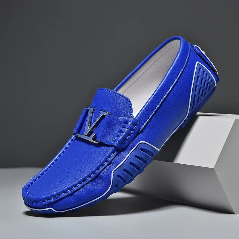 High Quality Men's Casual Leather Shoes Cowhide Loafers Soft Luxury Pea Shoes Color Genuine Leather Men's Flats Driving Shoes
