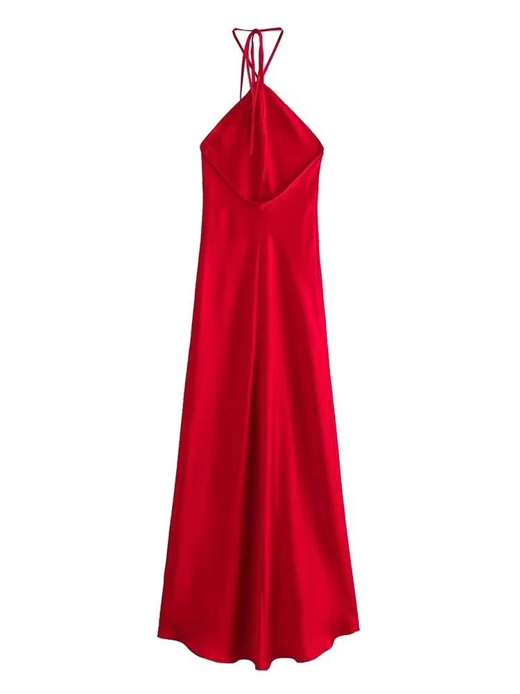 Long Dresses for Women Backless Satin Dress Woman Off Shoulder Sexy Midi Dresses Elegant Evening Party Dress