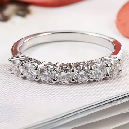 3mm D Color Moissanite Ring s925 Sterling Sliver Plated 18k White Gold Eternity Band Wedding Engagement Rings For Women