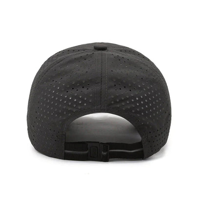 Summer Outdoor Black Sports Dry Fit Baseball Caps Breathable Mesh Hiking Hunting Cap Solid Color Adjustable Fitted Cap