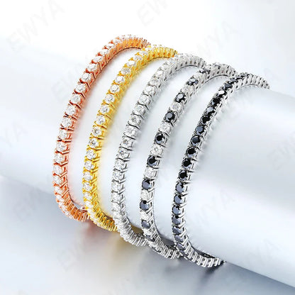 3mm 4mm 5mm Moissanite Tennis Bracelet for Women Men 925 Silver Plated 18k Gold Pass Diamond Tester Link Bracelets Bangle