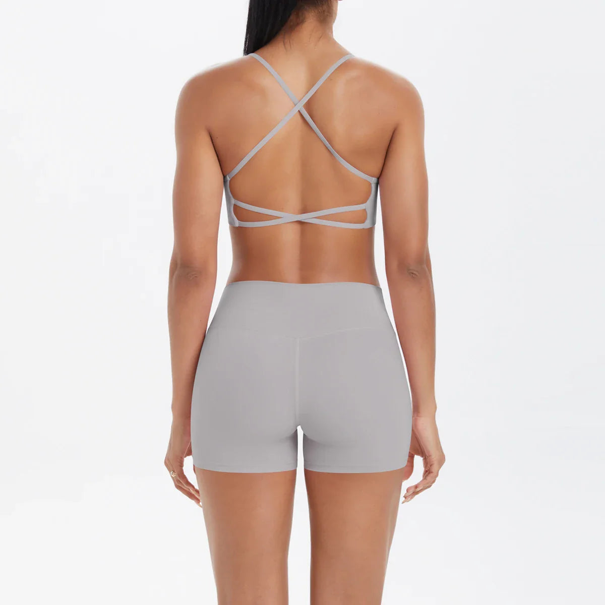 2PCS Yoga Clothes  Halter Yoga Top Set Fitness Gym Suit Crossover Back Sports Underwear Workout Gym Shorts Fitness High Waist
