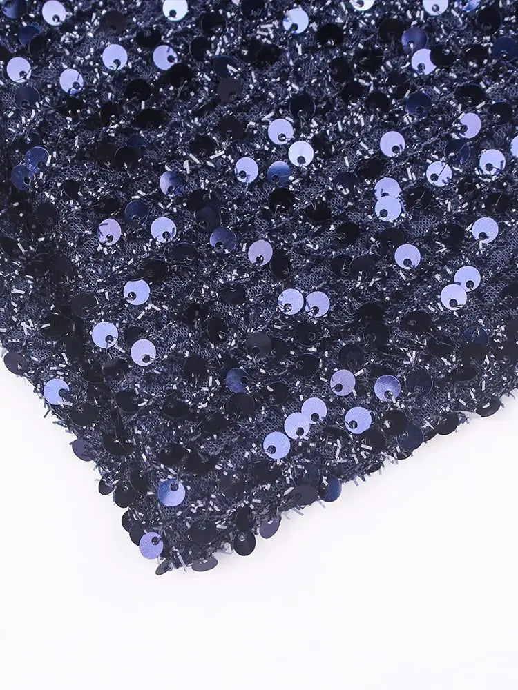 Navy Blue Slash Neck Off Shoulder Prom Gown Sequin Detachable Train Mermaid Evening Party Dresses Cocktail Dress 2025